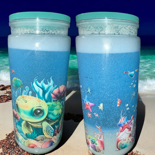 Beach w/ sand & sea turtle 20oz acrylic